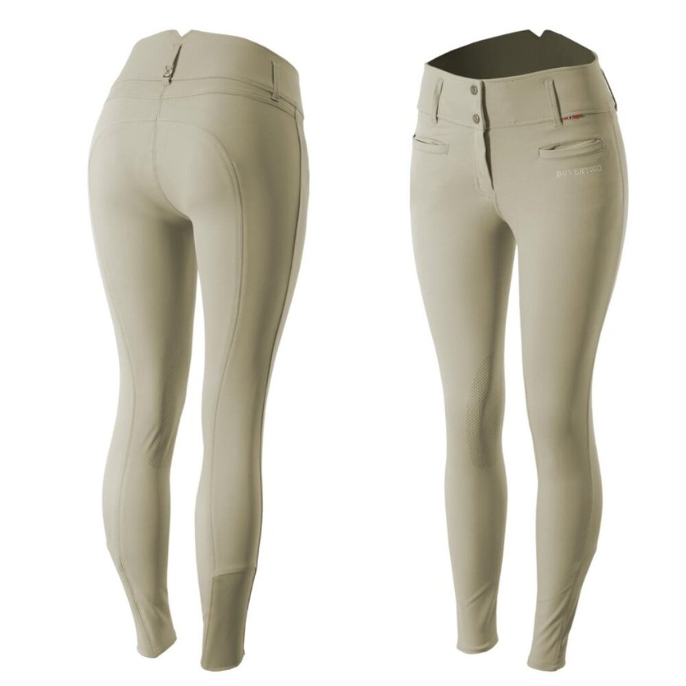 B Vertigo Tiffany High Waist Silicone Knee Patch Breech Women's 22 Plaza Taupe